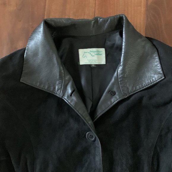 AUGUSTINAS Black Leather & Suede soft Jacket Carmel By The Sea Boutique size 16 - Picture 4 of 10